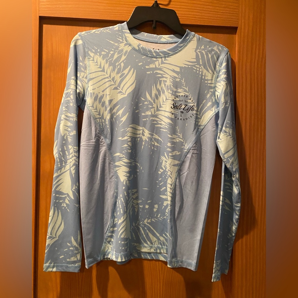 Salt Life Women’s Blue/Mint  SLX (Drifit) Shirt Long Sleeve NWT Size S